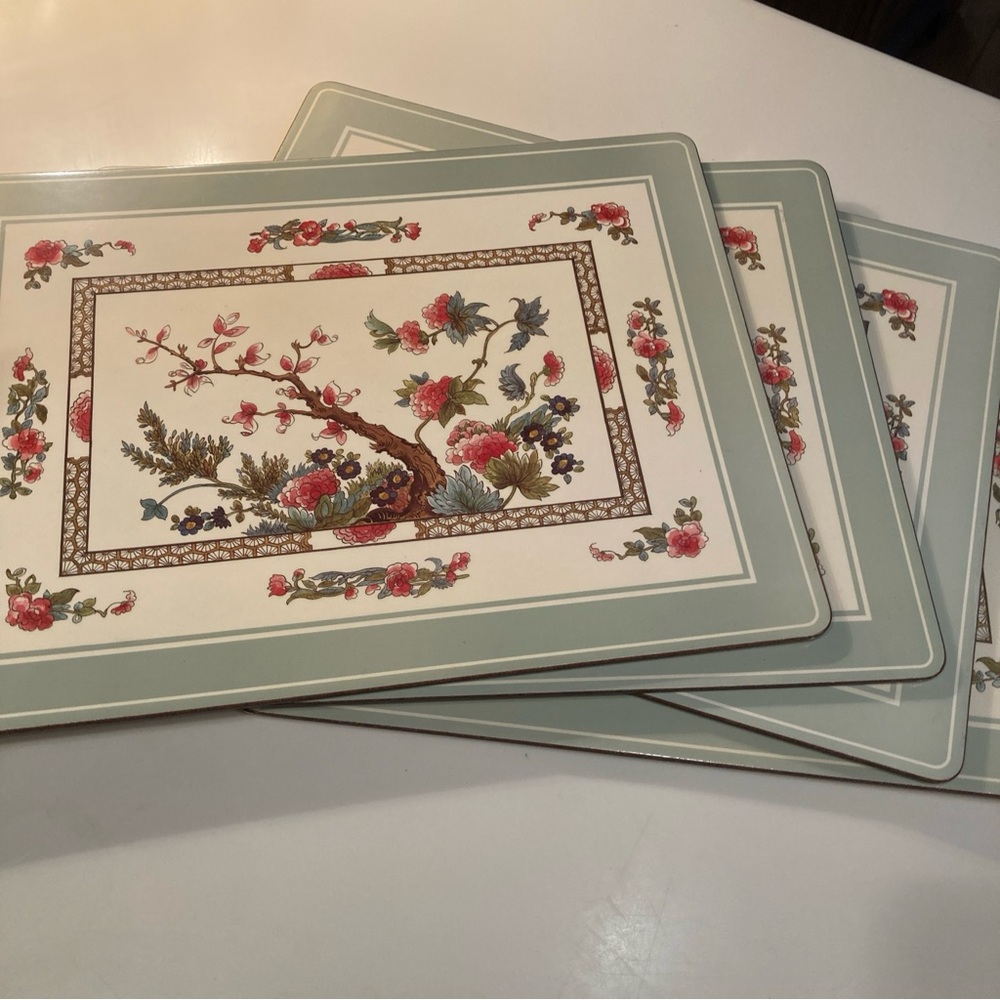 Pimpernel Vtg Place Mats Chinoiserie Asian Cork Backed Made in England